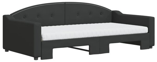 VidaXL fekete kihúzható szövet heverő matracokkal 100 x 200 cm