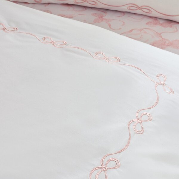 Fehér egyszemélyes ágyneműhuzat 135x200 cm Bow Embroidery – Catherine Lansfield