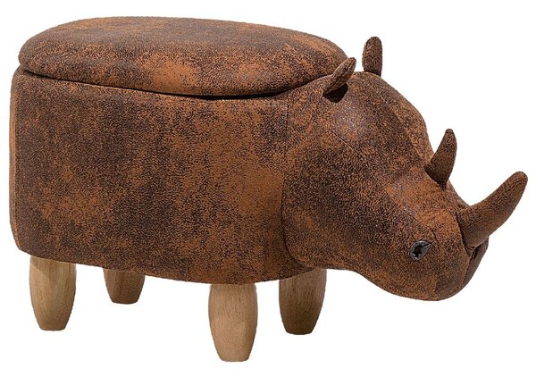 Állatos puff tárolóval RHINO Műbőr Világosbarna Orrszarvú
