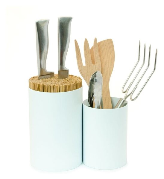 Knife&Spoon fehér kés- és konyhai eszköztartó bambuszból - Wireworks
