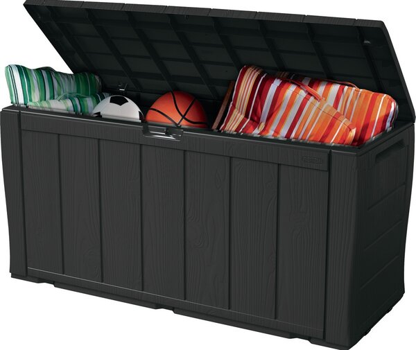 Keter Sherwood kerti tárolódoboz, antracit, 270 l, 117 x 57 x 45 cm
