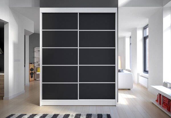 CAMINO IV ruhásszekrény, 150x200x58, fehér/fekete