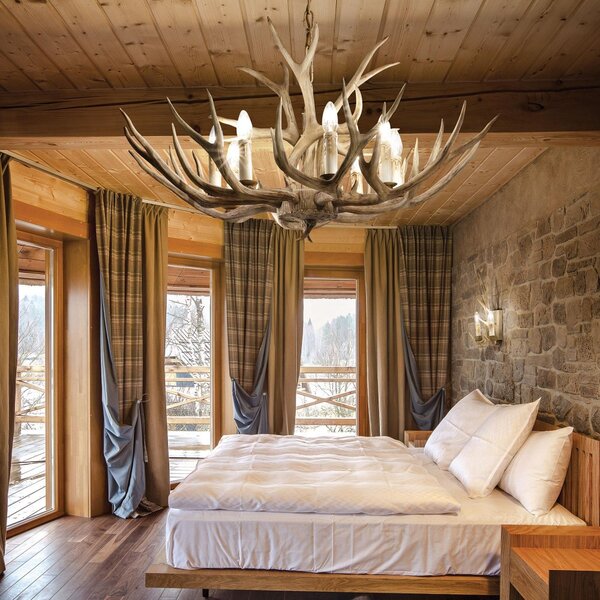 CHALET fali lámpa, rusztikus, 2xE14, bézs színű