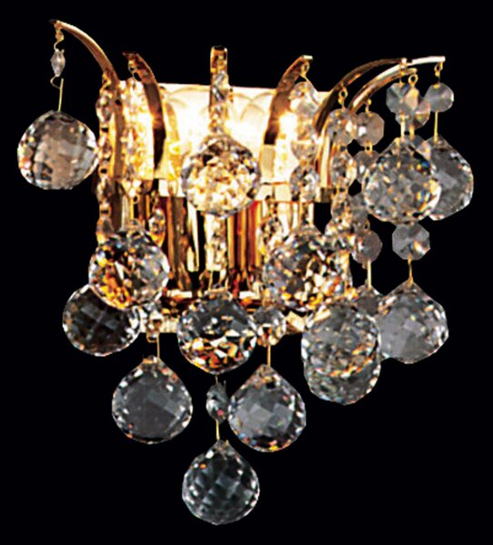 Klassisch kristály fali lámpa, arany, 2xE14