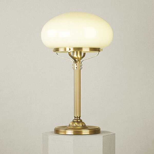 Wiener Nostalgie klasszikus asztali lámpa patina, sárga búra, 1xE27