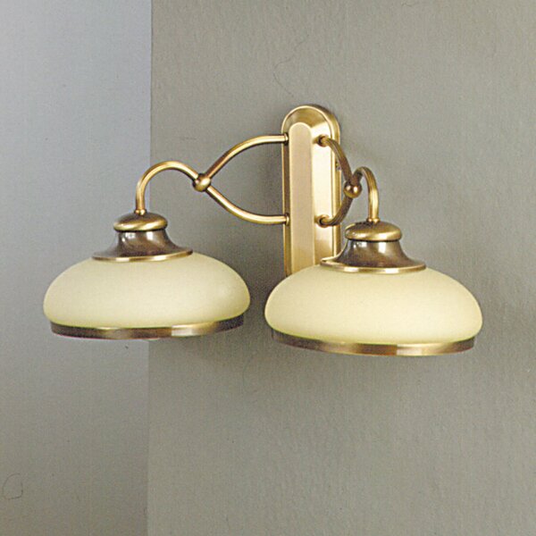 Empire klasszikus fali lámpa patina, sárga búra, 2xE27
