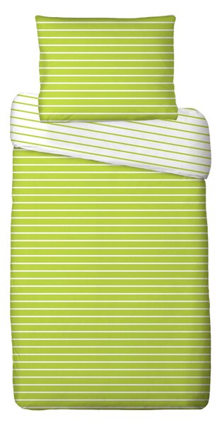 Csíkok pamut ágyneműhuzat fehéj zöld, 140 x 220 cm, 70 x 90 cm, 140 x 220 cm, 70 x 90 cm