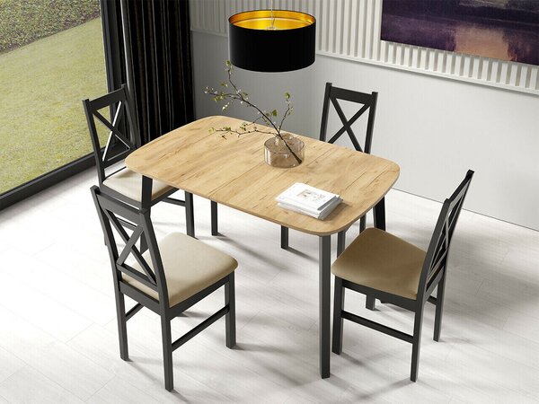 Asztal Edmond 110, 77x80cm, Kézműves aranytölgy, Fekete