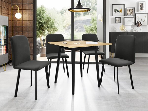 Asztal Edmond 109, 77x85cm, Kézműves aranytölgy, Fekete