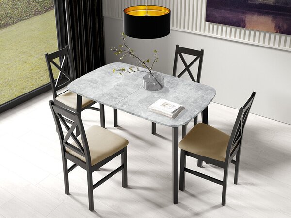 Asztal Edmond 110, 77x80cm, Szürke márvány, Fekete