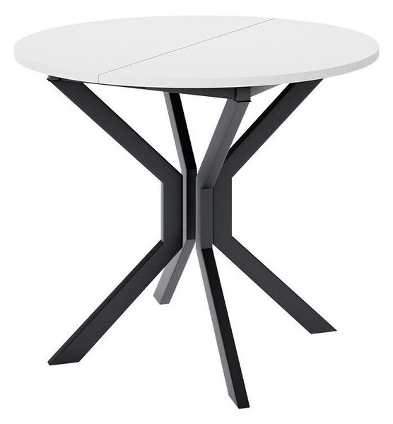 Asztal Edmond 111, Fehér, Fekete, 77cm, Hosszabbíthatóság, Laminált forgácslap, Fém
