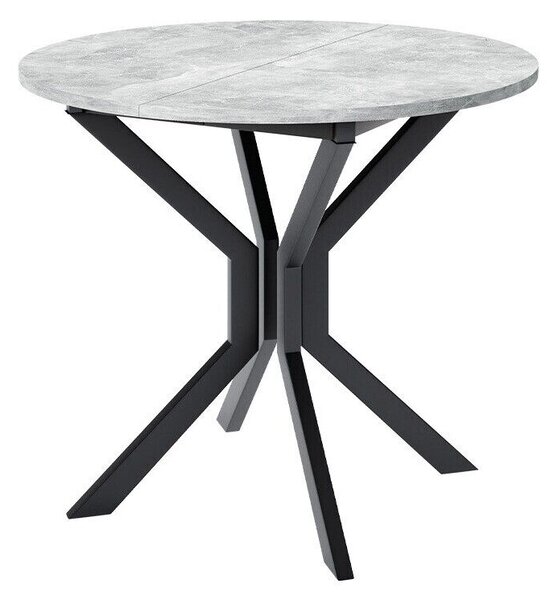 Asztal Edmond 111, Szürke márvány, Fekete, 77cm, Hosszabbíthatóság, Laminált forgácslap, Fém