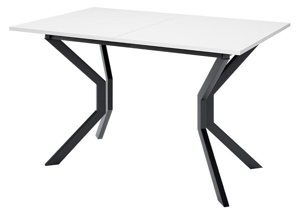 Asztal Edmond 113, Fekete, Fehér, 77x80x125cm, Hosszabbíthatóság, Laminált forgácslap, Fém