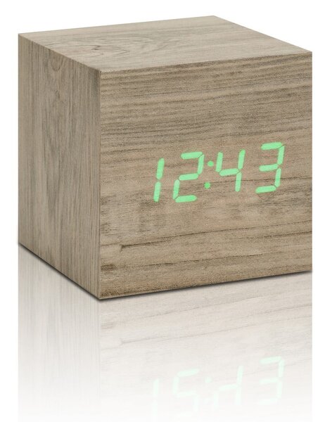 Cube Click Clock világosbarna ébresztőóra zöld LED kijelzővel - Gingko