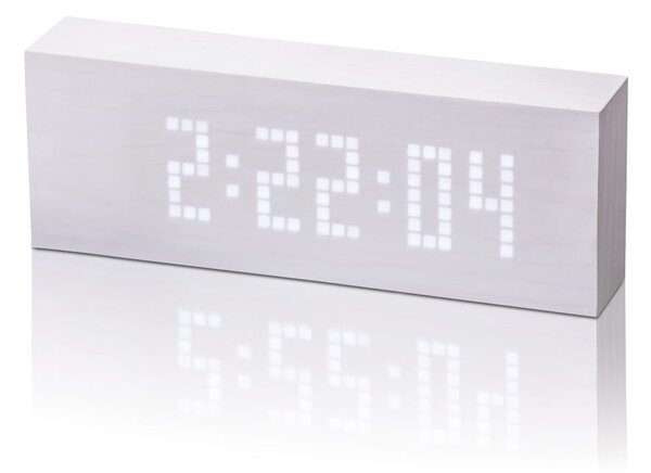 Message Click Clock fehér ébresztőóra fehér LED kijelzővel - Gingko