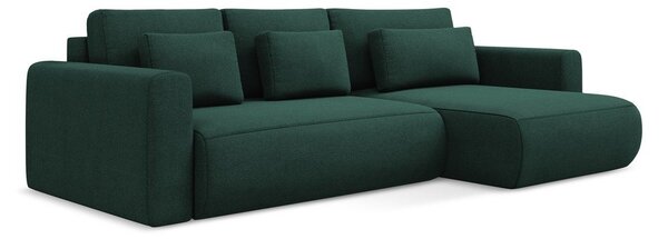 Zöld kinyitható-tárolóhelyes sarokkanapé (jobb oldali-heverő résszel) Kapua – Makamii