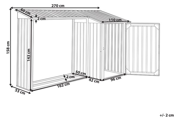 Szerszámoskamra AOSTA 270 cm 105 cm Fekete