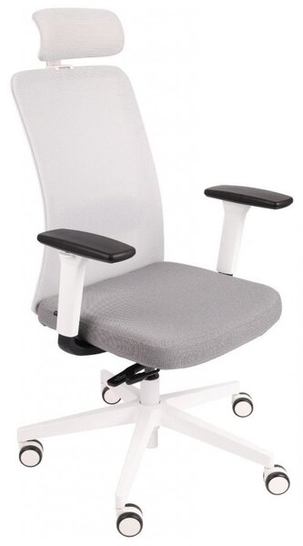 GRO-Nico WS HD White ergonomikus forgószék deréktámasszal és fejtámlával