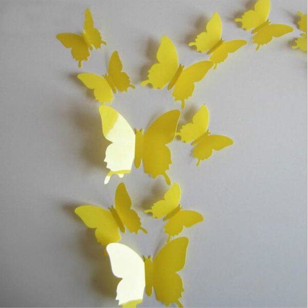 Falmatrica "Műanyag 3D lepkék - Sárga" 12db 5-10 cm