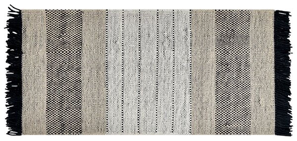 Fekete és bézs gyapjúszőnyeg 80 x 150 cm YAZLIK