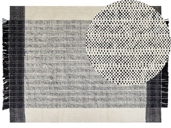 Fekete és fehér gyapjúszőnyeg 160 x 230 cm KETENLI