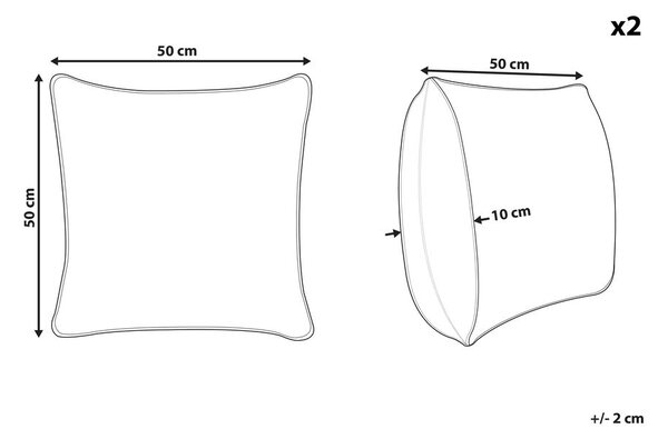 2 db díszpárna KHORA Pamut 50 x 50 cm Fekete Geometrikus mintás