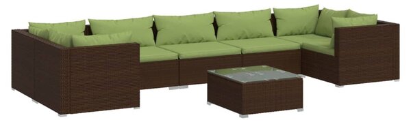 8 részes barna polyrattan kerti ülőgarnitúra párnákkal