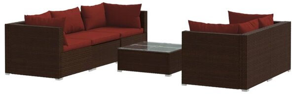 6 részes barna polyrattan kerti ülőgarnitúra párnákkal
