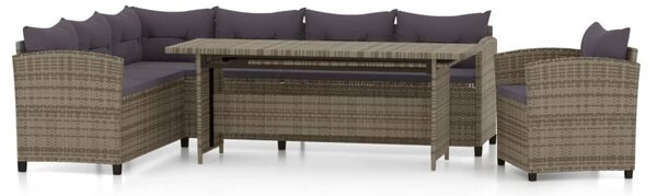 3 részes szürke polyrattan kerti ülőgarnitúra párnákkal