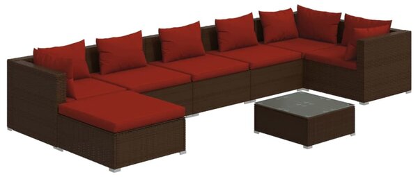 8 részes barna polyrattan kerti ülőgarnitúra párnákkal