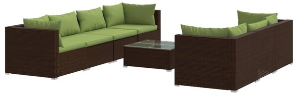 8 részes barna polyrattan kerti ülőgarnitúra párnákkal