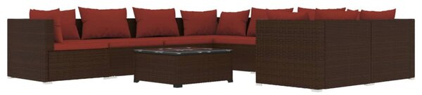 9 részes barna polyrattan kerti ülőgarnitúra párnákkal