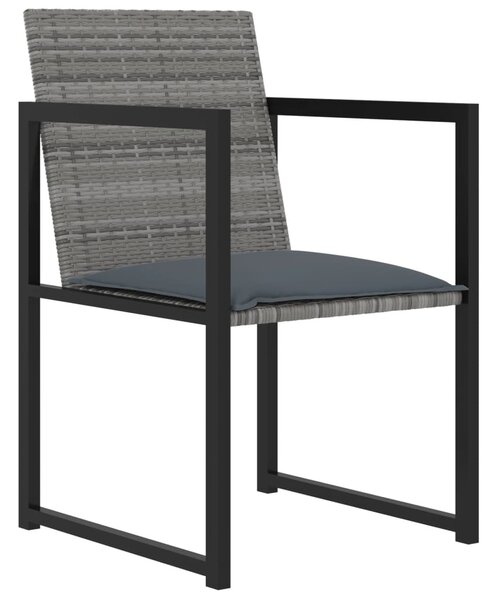 9 részes szürke polyrattan kültéri étkezőszett párnákkal