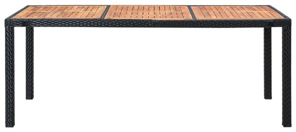 9 részes fekete polyrattan kültéri étkezőszett párnákkal