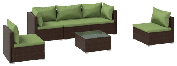 6 részes barna polyrattan kerti ülőgarnitúra párnákkal