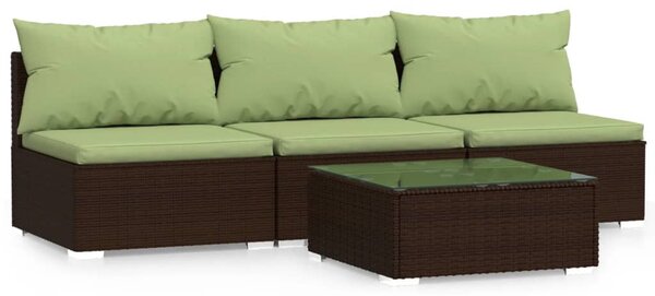 4 részes barna polyrattan kerti ülőgarnitúra párnákkal