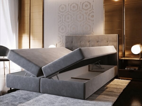Kárpitozott boxspring ágy GLORIEN VELVET 140x200 cm türkiz Matrac: Bonell rugós matrac