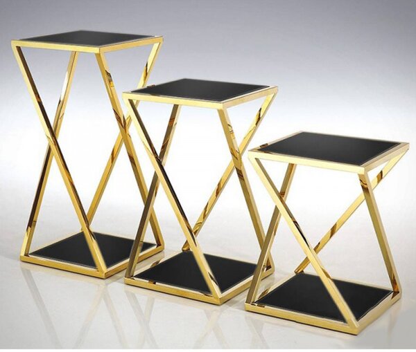 Glorry lerakóasztal - virágtartó arany-fekete 40x40x55 cm