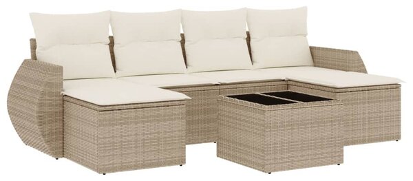 7 részes bézs polyrattan kerti ülőgarnitúra párnákkal
