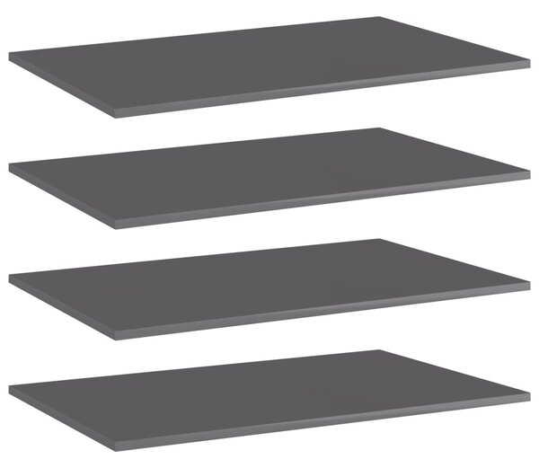 4 db magasfényű szürke forgácslap könyvespolc lap 80x50x1,5 cm