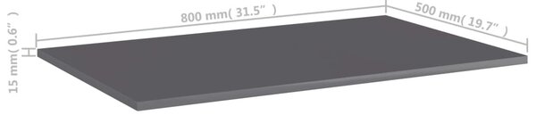 4 db magasfényű szürke forgácslap könyvespolc lap 80x50x1,5 cm