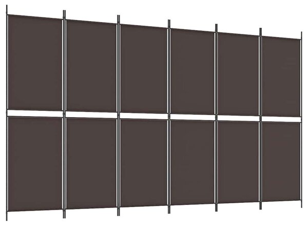 6 paneles barna szövet paraván 300x180 cm