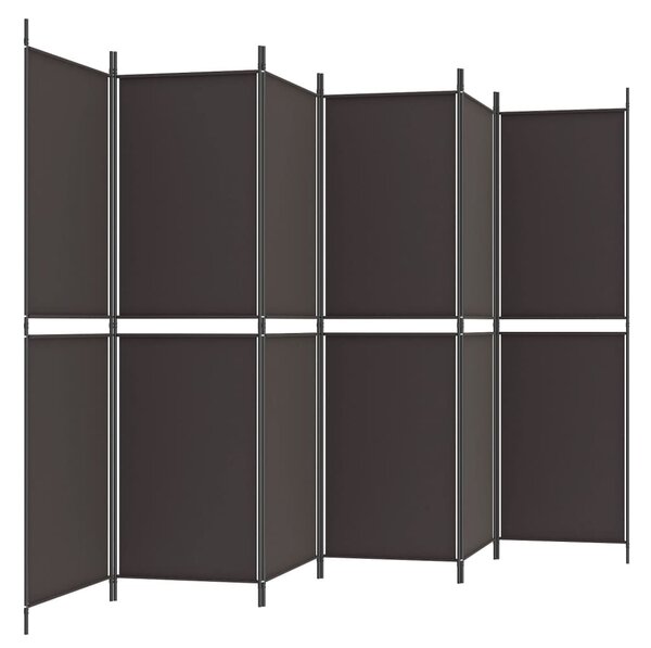 6 paneles barna szövet paraván 300x180 cm