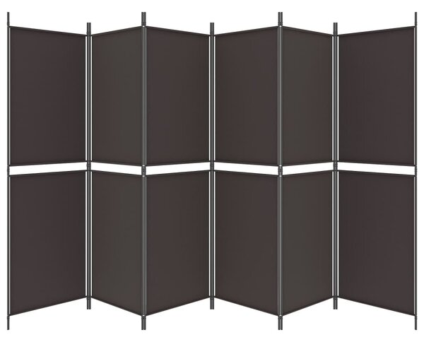 6 paneles barna szövet paraván 300x180 cm