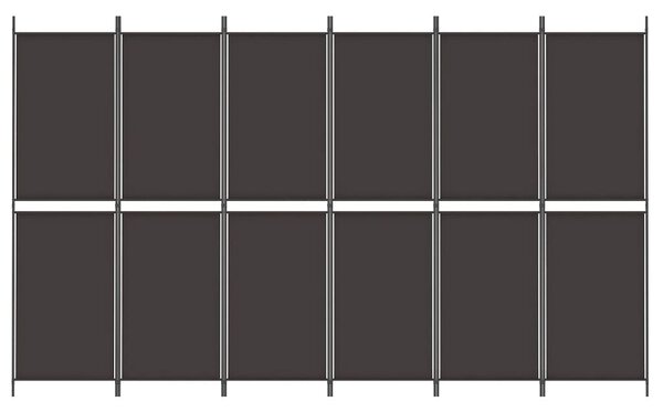 6 paneles barna szövet paraván 300x180 cm