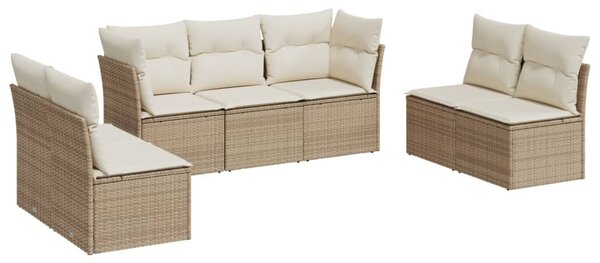 7 részes bézs polyrattan kerti ülőgarnitúra párnákkal