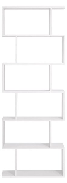 Fehér könyvespolc 70 x 24 x 190 cm, 6 szintes álló polc