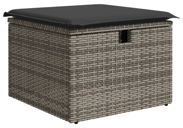 8 részes szürke polyrattan kerti ülőgarnitúra párnákkal