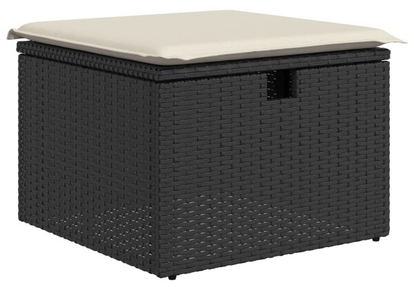 6 részes fekete polyrattan kerti ülőgarnitúra párnákkal