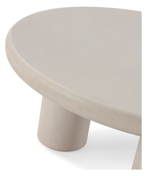 Krémszínű kerek dohányzóasztal kő dekorral ø 80 cm Iriel – MOME